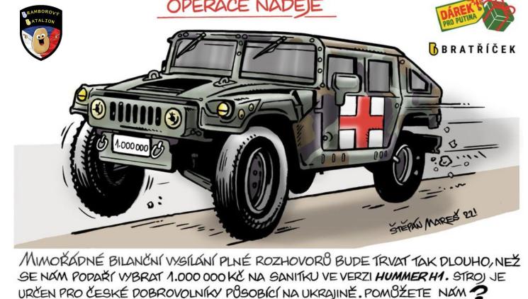 Bratříček vybírá milión na terénní sanitku pro české dobrovolníky na Ukrajině
