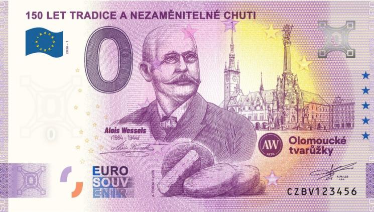 A.W. Olomoucké tvarůžky mají k 150. výročí vlastní „eurobankovku“ 