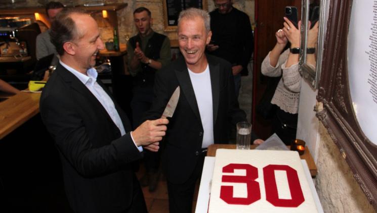 The Ungelt Theatre celebrated 30 years. The donated chairs will go to the new theater café.
